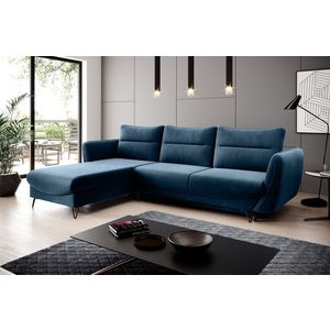 Coltar extensibil stanga 3 locuri ELTAP, LT-40LU, Silva, 276x201x100 cm, lemn/poliester, albastru inchis imagine