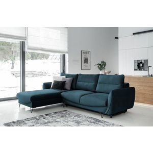 Coltar extensibil stanga 3 locuri ELTAP, LT-40NU, Silva, 276x201x100 cm, lemn/poliester, albastru imagine