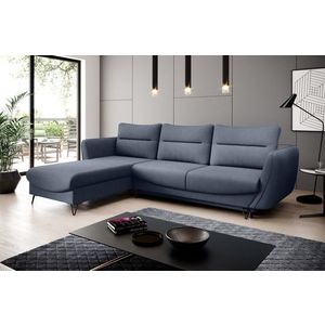 Coltar extensibil stanga 3 locuri ELTAP, LT-40PO, Silva, 276x201x100 cm, lemn/poliester, albastru imagine