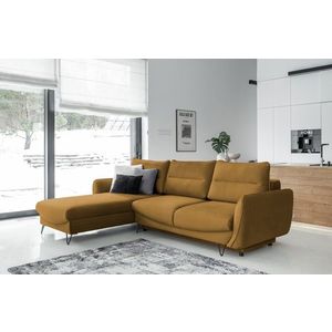 Coltar extensibil stanga 3 locuri ELTAP, LT-45NU, Silva, 276x201x100 cm, lemn/poliester, mustar imagine