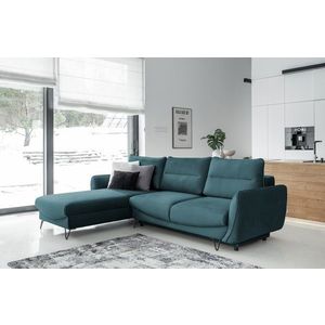 Coltar extensibil stanga 3 locuri ELTAP, LT-76MO, Silva, 276x201x100 cm, lemn/poliester, verde inchis imagine