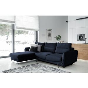 Coltar extensibil stanga 3 locuri ELTAP, LT-79MO, Silva, 276x201x100 cm, lemn/poliester, albastru inchis imagine