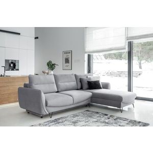 Coltar extensibil dreapta 3 locuri ELTAP, RT-03NU, Silva, 276x201x100 cm, lemn/poliester, gri deschis imagine