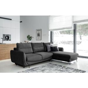 Coltar extensibil dreapta 3 locuri ELTAP, RT-06NU, Silva, 276x201x100 cm, lemn/poliester, gri inchis imagine