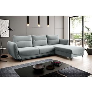 Coltar extensibil dreapta 3 locuri ELTAP, RT-100SAV, Silva, 276x201x100 cm, lemn/poliester, gri deschis imagine