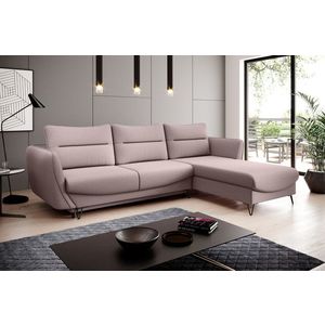 Coltar extensibil dreapta 3 locuri ELTAP, RT-101GO, Silva, 276x201x100 cm, lemn/poliester, roz deschis imagine