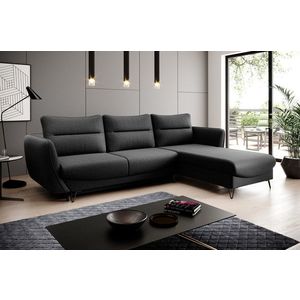 Coltar extensibil dreapta 3 locuri ELTAP, RT-10FL, Silva, 276x201x100 cm, lemn/poliester, negru imagine
