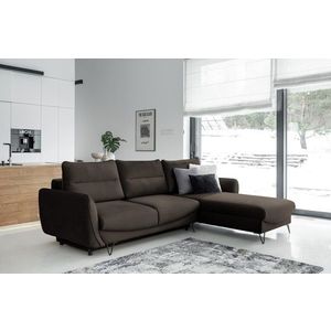 Coltar extensibil dreapta 3 locuri ELTAP, RT-22NU, Silva, 276x201x100 cm, lemn/poliester, maro inchis imagine