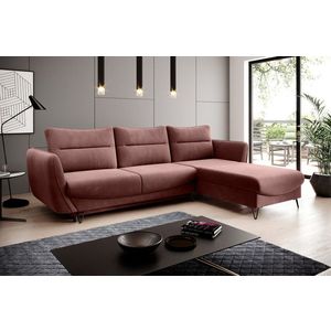 Coltar extensibil dreapta 3 locuri ELTAP, RT-24LU, Silva, 276x201x100 cm, lemn/poliester, roz inchis imagine