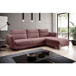 Coltar extensibil dreapta 3 locuri ELTAP, RT-24VE, Silva, 276x201x100 cm, lemn/poliester, roz inchis imagine