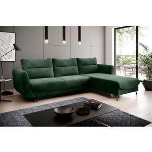 Coltar extensibil dreapta 3 locuri ELTAP, RT-35LO, Silva, 276x201x100 cm, lemn/poliester, verde inchis imagine
