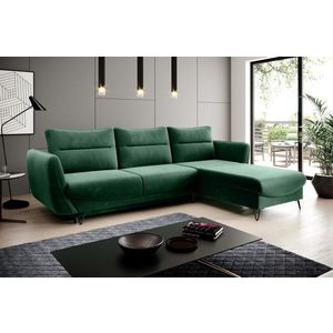 Coltar extensibil dreapta 3 locuri ELTAP, RT-35LU, Silva, 276x201x100 cm, lemn/poliester, verde inchis imagine