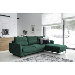 Coltar extensibil dreapta 3 locuri ELTAP, RT-35NU, Silva, 276x201x100 cm, lemn/poliester, verde inchis imagine