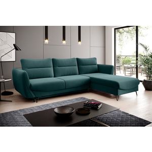 Coltar extensibil dreapta 3 locuri ELTAP, RT-38VE, Silva, 276x201x100 cm, lemn/poliester, verde inchis imagine