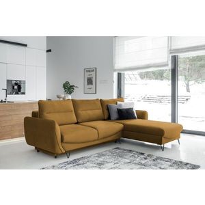 Coltar extensibil dreapta 3 locuri ELTAP, RT-45NU, Silva, 276x201x100 cm, lemn/poliester, mustar imagine