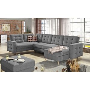 Coltar extensibil reversibil 5 locuri ELTAP, AsdU-04, Asgard, 326x202x93 cm, lemn/poliester, gri imagine
