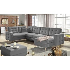 Coltar extensibil reversibil 5 locuri ELTAP, AsdU-08, Asgard, 326x202x93 cm, lemn/poliester, gri imagine