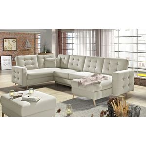 Coltar extensibil reversibil 5 locuri ELTAP, AsdU-09, Asgard, 326x202x93 cm, lemn/poliester, bej deschis imagine