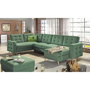 Coltar extensibil reversibil 5 locuri ELTAP, AsdU-11, Asgard, 326x202x93 cm, lemn/poliester, verde imagine