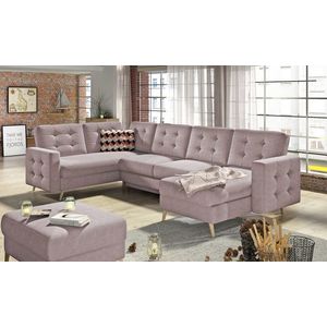 Coltar extensibil reversibil 5 locuri ELTAP, AsdU-12, Asgard, 326x202x93 cm, lemn/poliester, roz imagine