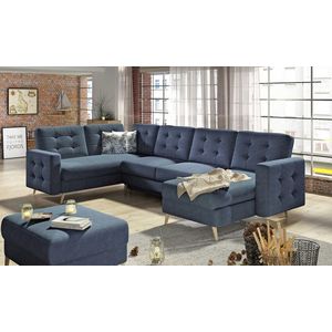 Coltar extensibil reversibil 5 locuri ELTAP, AsdU-14, Asgard, 326x202x93 cm, lemn/poliester, albastru imagine