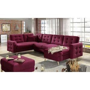 Coltar extensibil reversibil 5 locuri ELTAP, AsdU-18, Asgard, 326x202x93 cm, lemn/poliester, rosu imagine