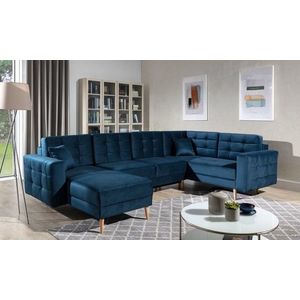 Coltar extensibil reversibil 5 locuri ELTAP, AsdU-20, Asgard, 326x202x93 cm, lemn/poliester, albastru inchis imagine