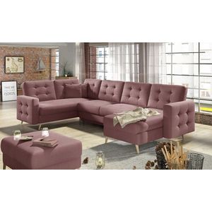 Coltar extensibil reversibil 5 locuri ELTAP, AsdU-21, Asgard, 326x202x93 cm, lemn/poliester, roz inchis imagine