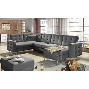 Coltar extensibil reversibil 5 locuri ELTAP, AsdU-26, Asgard, 326x202x93 cm, lemn/poliester, gri inchis imagine