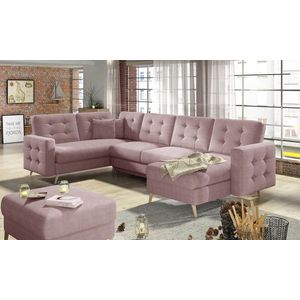 Coltar extensibil reversibil 5 locuri ELTAP, AsdU-33, Asgard, 326x202x93 cm, lemn/poliester, roz imagine