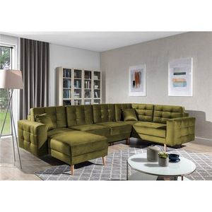 Coltar extensibil reversibil 5 locuri ELTAP, AsdU-55, Asgard, 326x202x93 cm, lemn/poliester, verde olive imagine
