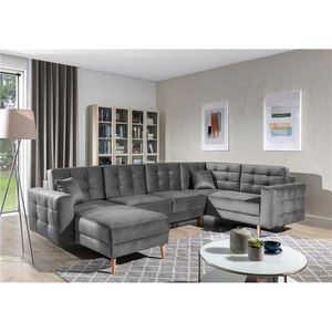 Coltar extensibil reversibil 5 locuri ELTAP, AsdU-60, Asgard, 326x202x93 cm, lemn/poliester, gri imagine