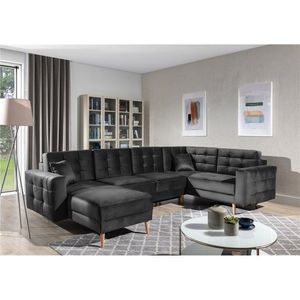 Coltar extensibil reversibil 5 locuri ELTAP, AsdU-62, Asgard, 326x202x93 cm, lemn/poliester, gri inchis imagine