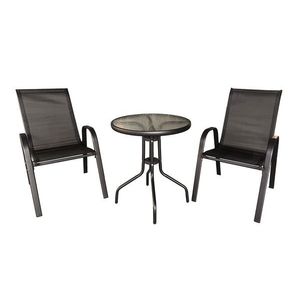 Set mobilier pentru camping Savona, Heinner, 3 piese, aluminiu/MDF, negru imagine
