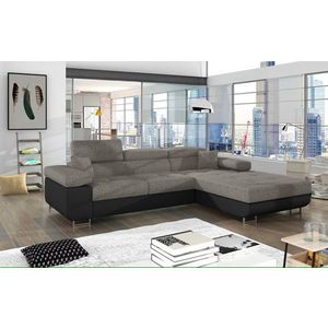 Coltar extensibil dreapta 4 locuri ELTAP, Armd-01, Armando, 289x203x85 cm, lemn/poliester, gri/negru imagine