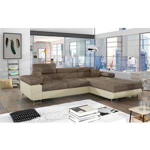 Coltar extensibil dreapta 4 locuri ELTAP, Armd-02, Armando, 289x203x85 cm, lemn/poliester, bej/bej deschis imagine