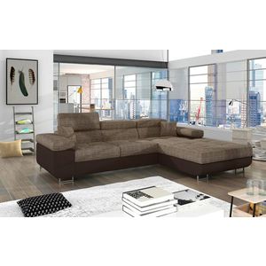 Coltar extensibil dreapta 4 locuri ELTAP, Armd-03, Armando, 289x203x85 cm, lemn/poliester, bej inchis/maro imagine