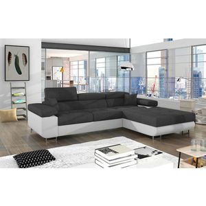 Coltar extensibil dreapta 4 locuri ELTAP, Armd-04, Armando, 289x203x85 cm, lemn/poliester, gri inchis/alb imagine
