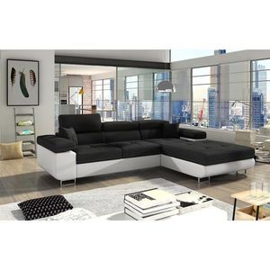 Coltar extensibil dreapta 4 locuri ELTAP, Armd-05, Armando, 289x203x85 cm, lemn/poliester, negru/alb imagine
