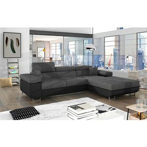 Coltar extensibil dreapta 4 locuri ELTAP, Armd-06, Armando, 289x203x85 cm, lemn/poliester, gri deschis/negru imagine