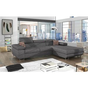 Coltar extensibil dreapta 4 locuri ELTAP, Armd-07, Armando, 289x203x85 cm, lemn/poliester, gri/multicolor imagine