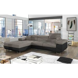 Coltar extensibil stanga 4 locuri ELTAP, Armd-15, Armando, 289x203x85 cm, lemn/poliester, gri/negru imagine