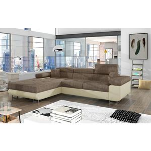 Coltar extensibil stanga 4 locuri ELTAP, Armd-16, Armando, 289x203x85 cm, lemn/poliester, bej/bej deschis imagine