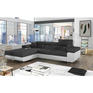 Coltar extensibil stanga 4 locuri ELTAP, Armd-18, Armando, 289x203x85 cm, lemn/poliester, gri inchis/alb imagine