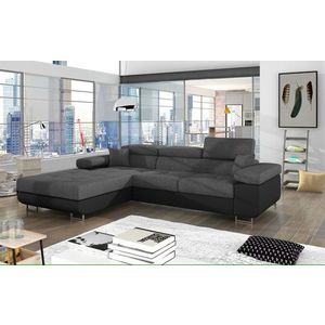 Coltar extensibil stanga 4 locuri ELTAP, Armd-20, Armando, 289x203x85 cm, lemn/poliester, gri deschis/negru imagine