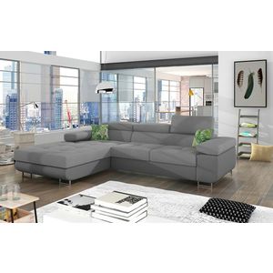 Coltar extensibil stanga 4 locuri ELTAP, Armd-25, Armando, 289x203x85 cm, lemn/poliester, gri deschis/gri inchis imagine