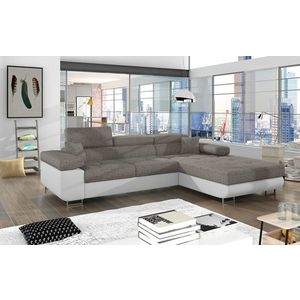 Coltar extensibil dreapta 4 locuri ELTAP, Armd-32, Armando, 289x203x85 cm, lemn/poliester, gri/alb imagine