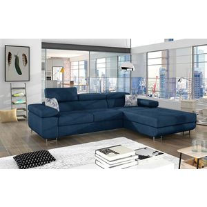 Coltar extensibil dreapta 4 locuri ELTAP, Armd-39, Armando, 289x203x85 cm, lemn/poliester, albastru inchis imagine