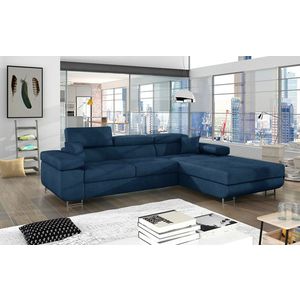 Coltar extensibil dreapta 4 locuri ELTAP, Armd-41, Armando, 289x203x85 cm, lemn/poliester, albastru inchis imagine