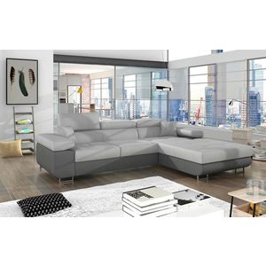 Coltar extensibil dreapta 4 locuri ELTAP, Armd-43, Armando, 289x203x85 cm, lemn/poliester, gri deschis/gri imagine